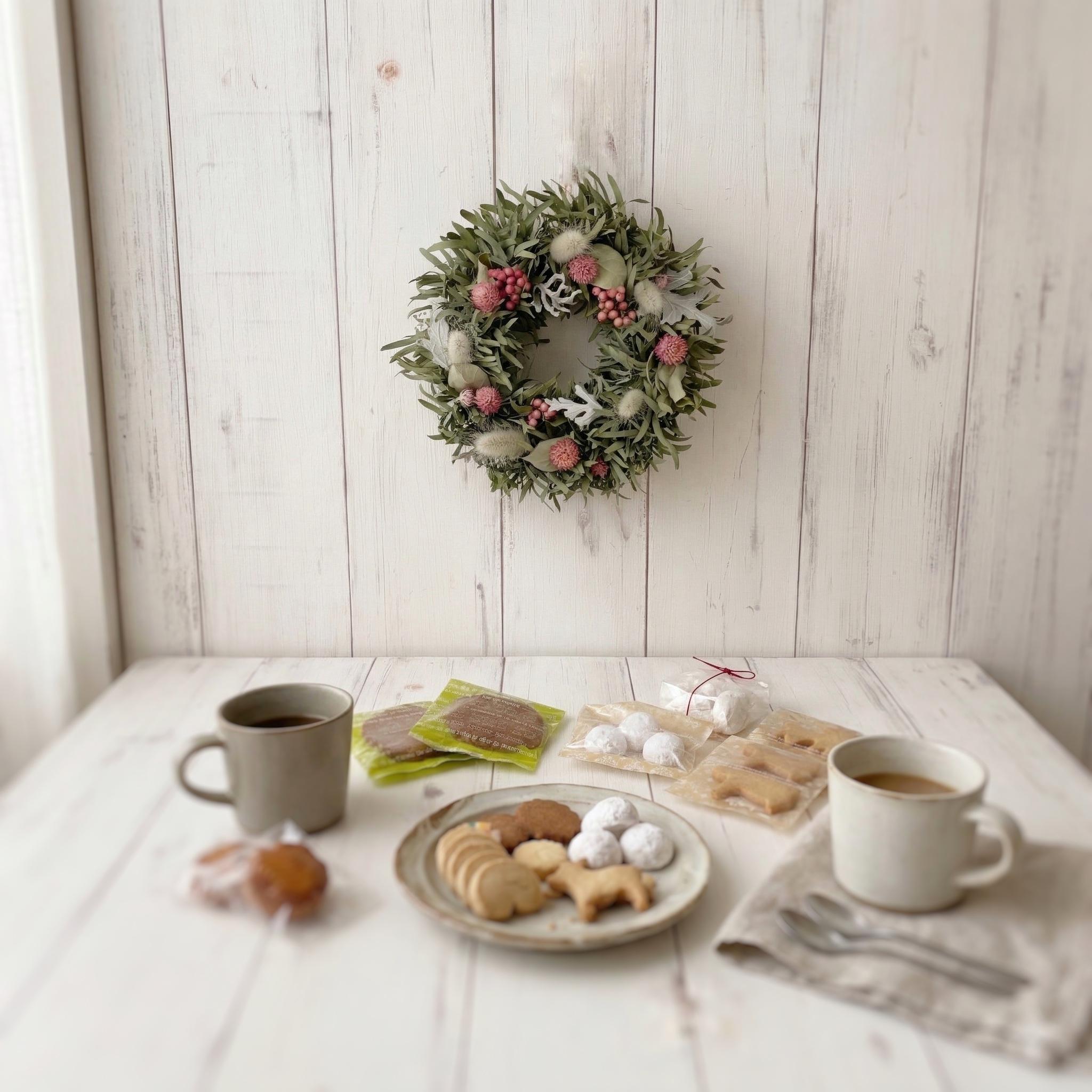 【早割】グリーンとピンクのドライフラワーリース｜ナチュラル派の母の日ギフトにも◎ | 2枚目